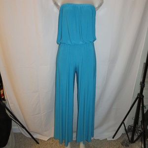 BODY LANGUAGE SILKY BLUE STRAPLESS JUMPSUIT M